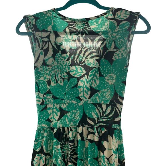 The Zig Zag Stripe Womens Dress Sleeveless Floral Gathered Ruched Size Small - Picture 4 of 8